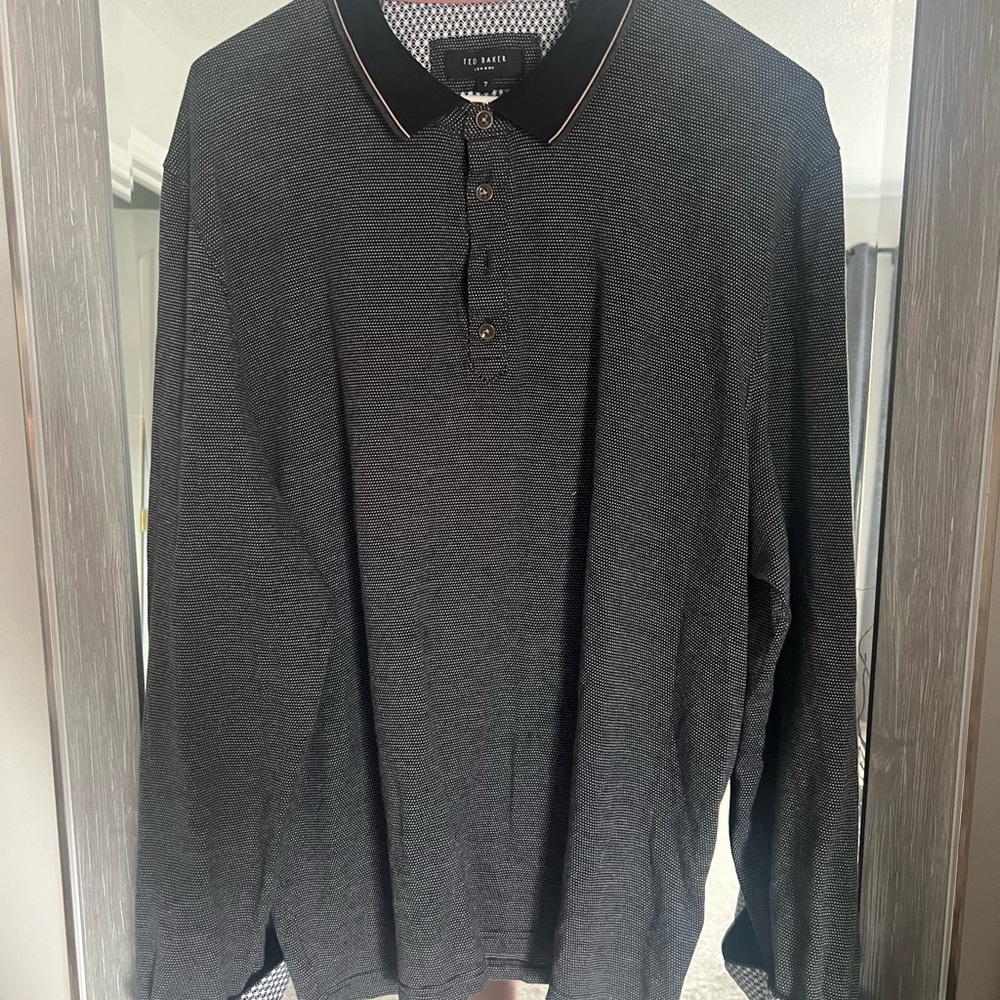 Ted Baker Charcoal Long Sleeve Polo